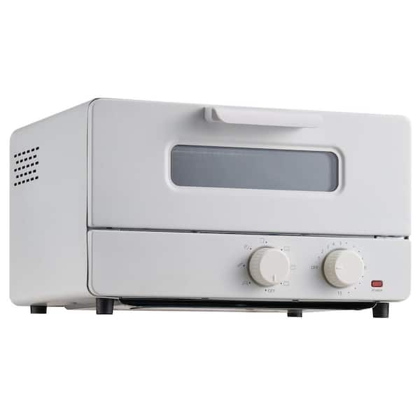 SVOPES 5-in-1 Steam Oven Toaster, 1300-Watt 2-Slice White Toaster Oven Countertop Combo with Grill, Pizza Pan, Gloves