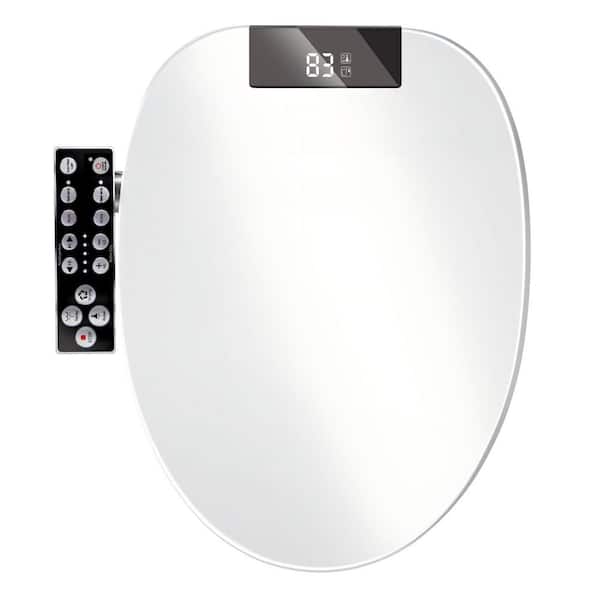 Electric Heated Bidet Toilet Seat with Warm Water Wash, Warm Air Dryer, Soft Closed Lid, Night Light, Round