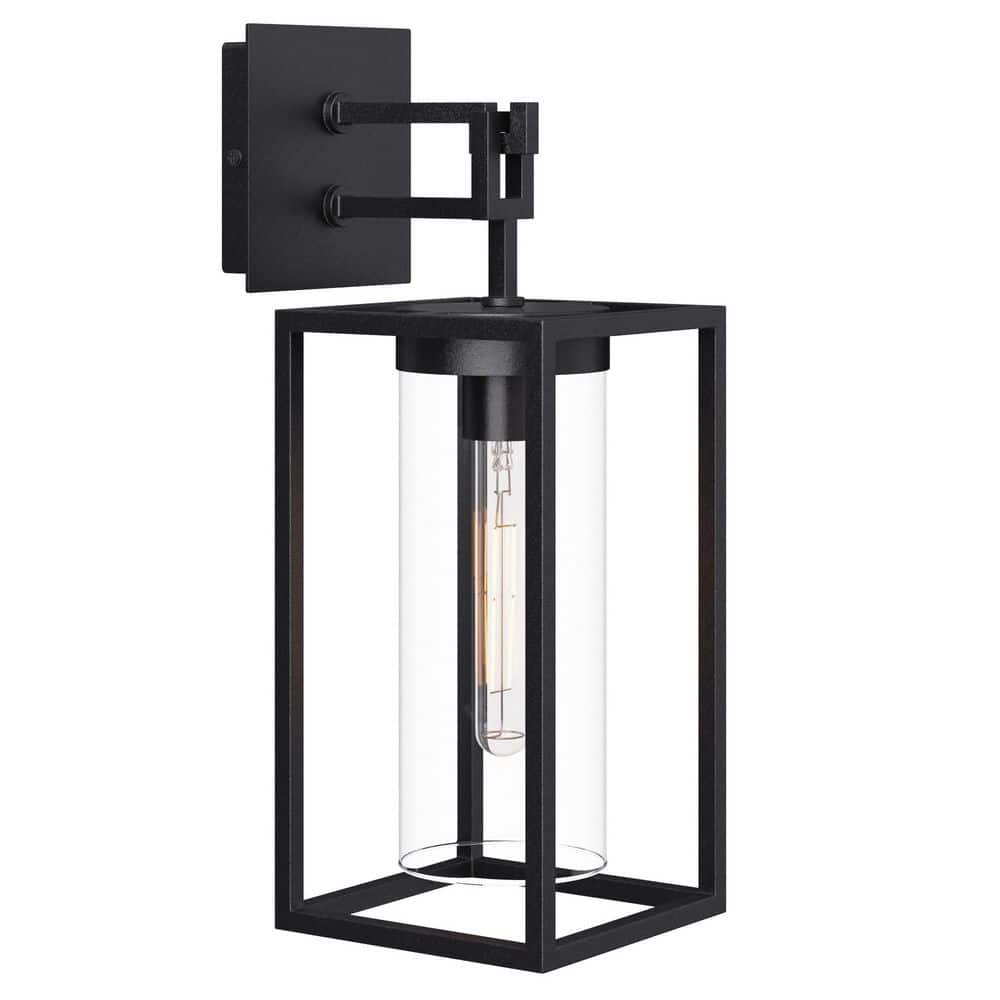 Sedona Classic Black Iron Outdoor Wall Sconce with Glass Shade