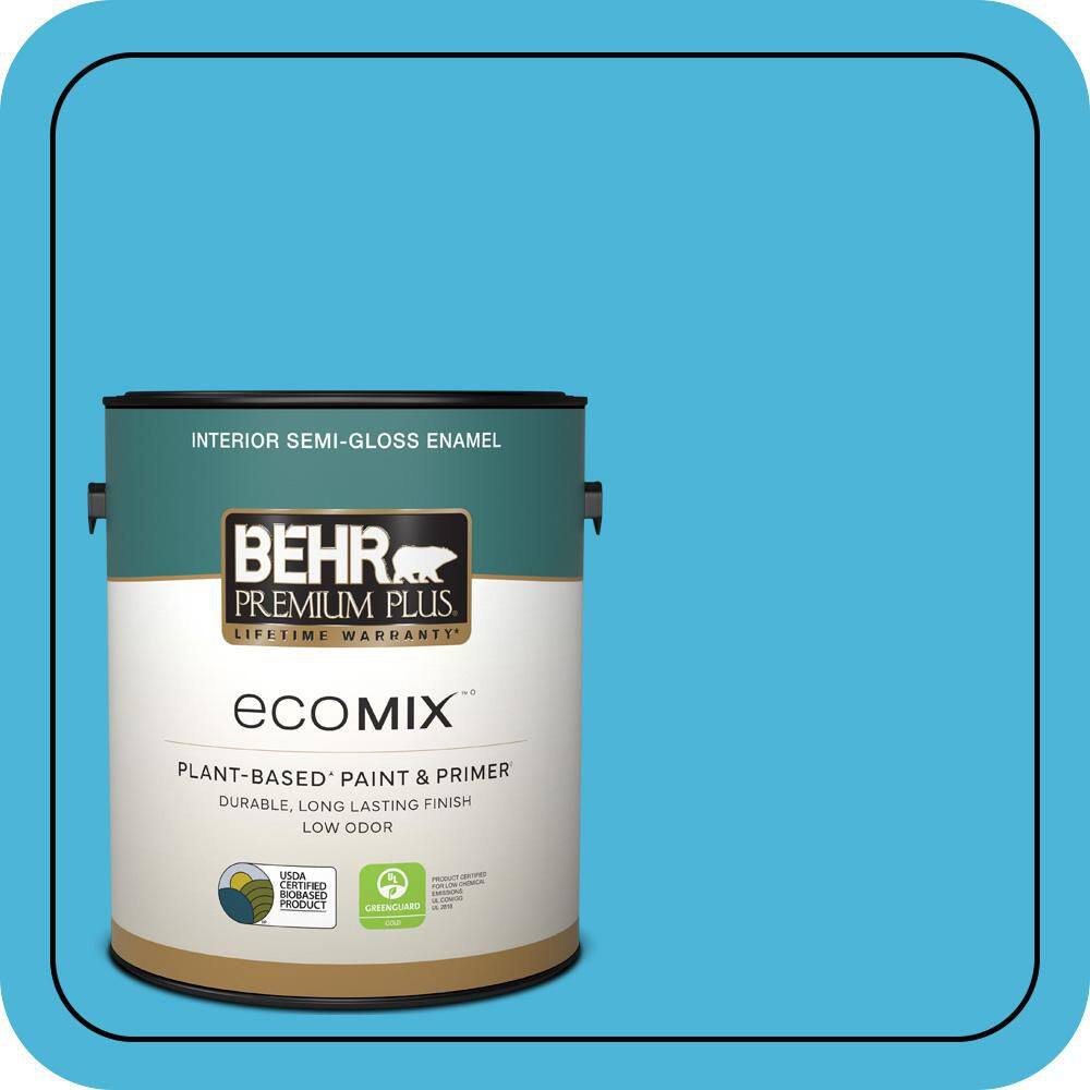 BEHR PREMIUM PLUS 1 gal. #P490-4 Aztec Sky Semi-Gloss Enamel EcoMix ...