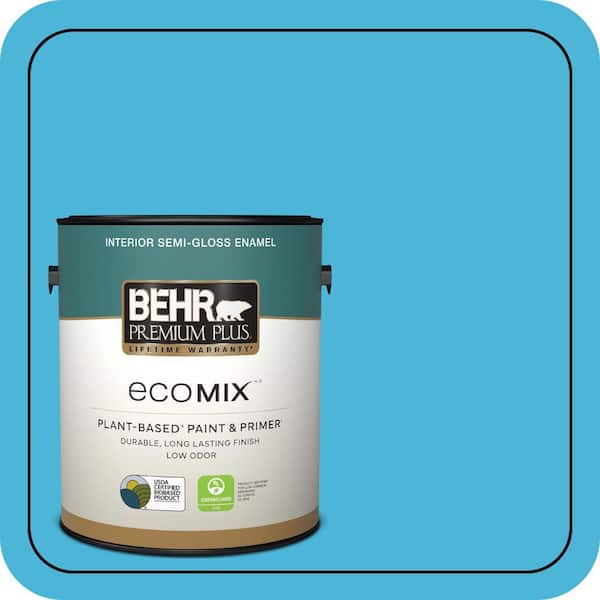 1 gal. #P490-4 Aztec Sky Semi-Gloss Enamel EcoMix Plant-Based Interior Paint & Primer