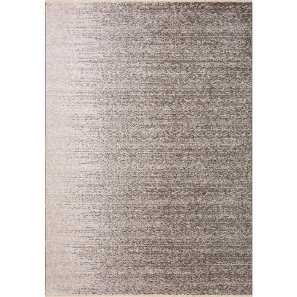 Vance Taupe and Ivory Abstract Polypropylene Area Rug