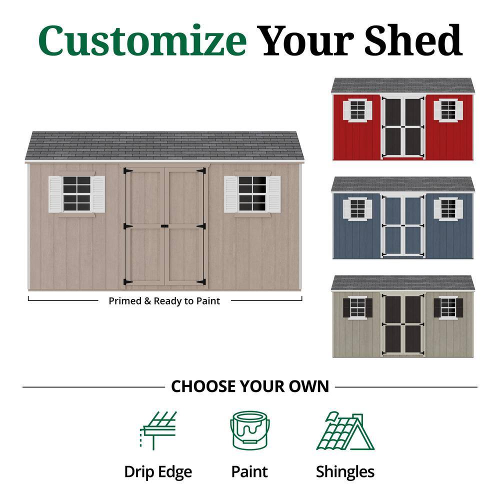 8 ft x 14 ft Blue Wooden Storage Shed Kit with Windows