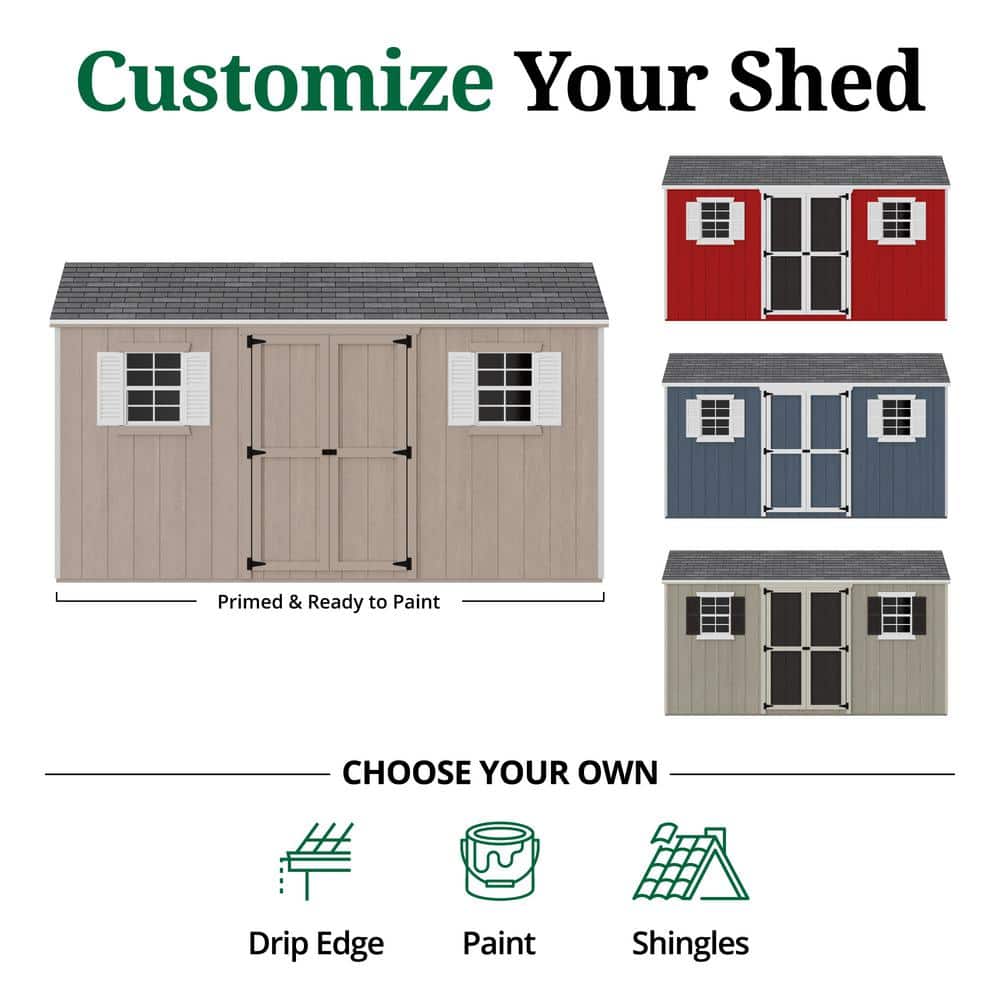 8 ft x 14 ft Blue Wooden Storage Shed Kit with Windows