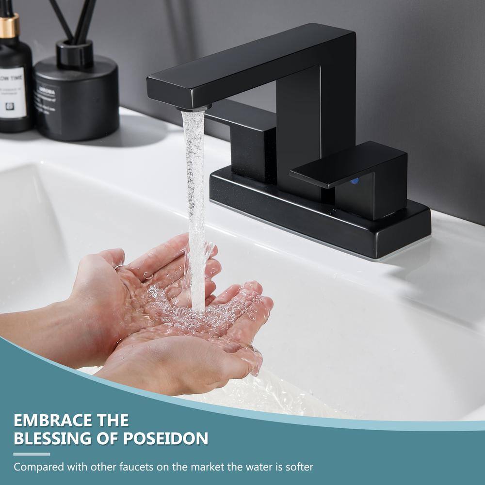 Matte Black Stainless Steel Double Handle Centerset Bathroom Faucet