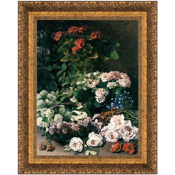 Design Toscano Spring Flowers, 1864 by Claude Monet Framed Home Oil Painting Art Print 27 in. x 22 in.