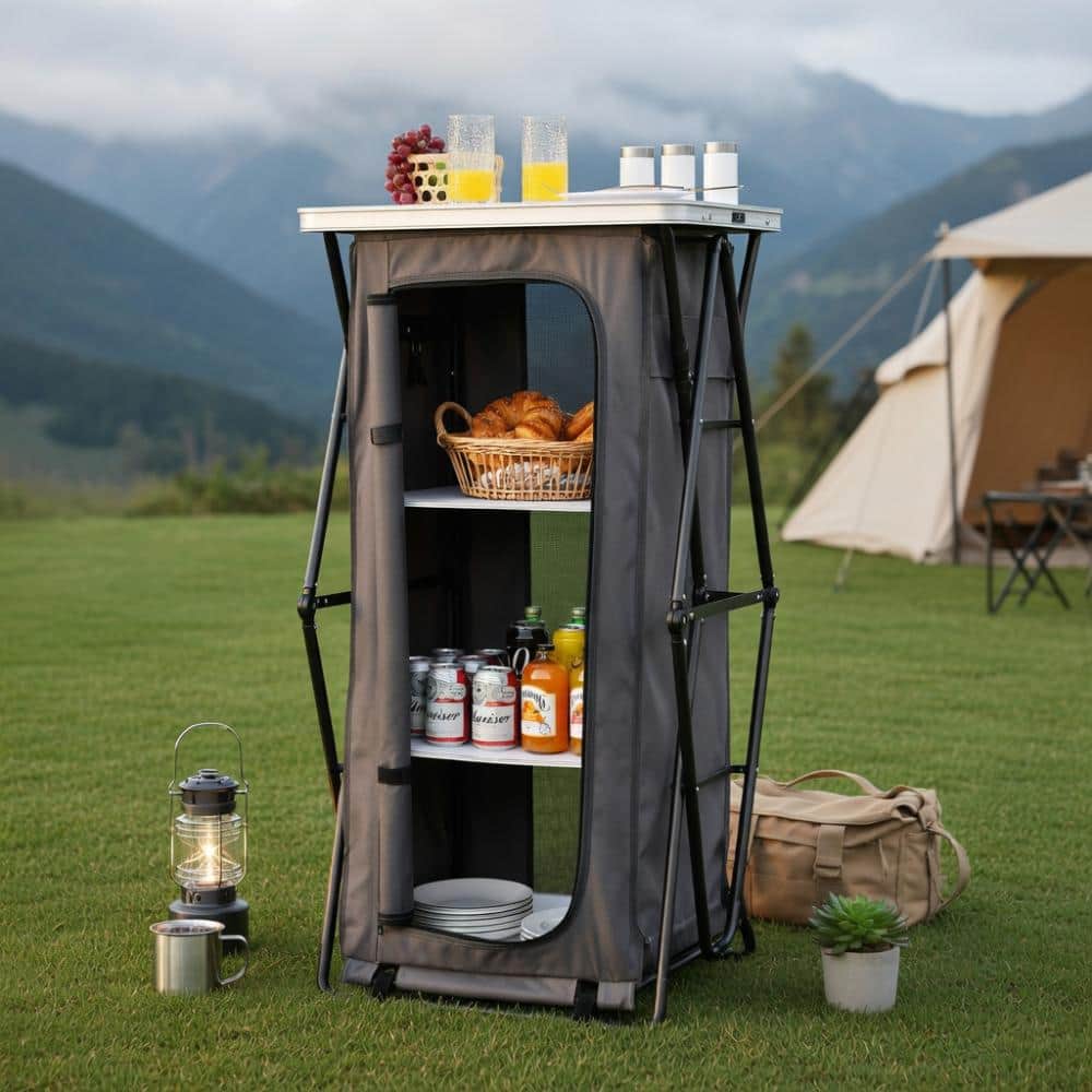3-Tier Foldable Outdoor Storage Cabinet With Steel And Oxford Cloth price history on PriceWatchPro