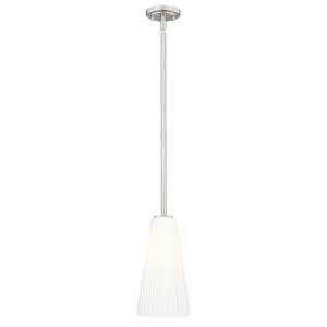 Farrell 60-Watt 1-Light Brushed Nickel Pendant-Light with White Glass shade, no bulbs included