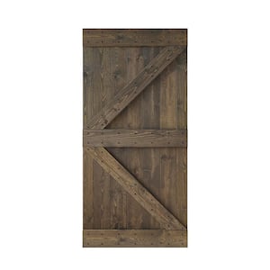 K Series 42 in. x 84 in. Smoky Gray DIY Knotty Pine Wood Barn Door Slab