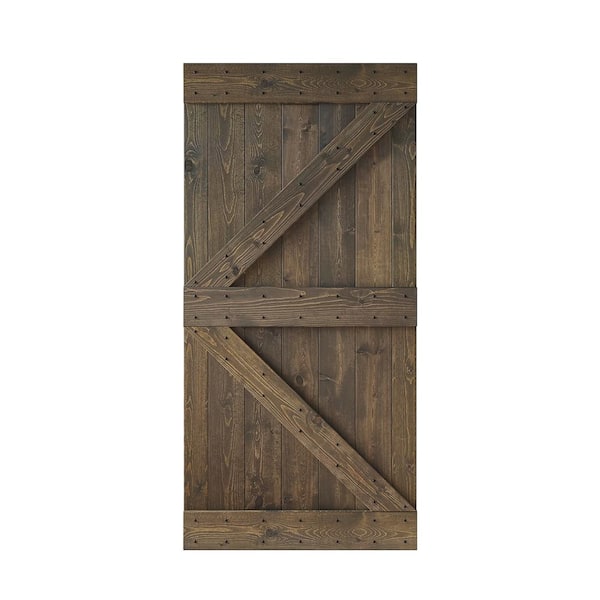 COAST SEQUOIA INC K Series 42 in. x 84 in. Smoky Gray DIY Knotty Pine Wood Barn Door Slab