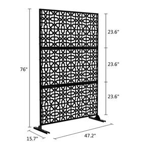 6.5 ft. H x 4 ft. W Laser Cut Metal Privacy Screen in Black