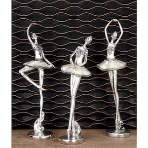 Silver Polystone Dancer Sculpture (Set of 3)