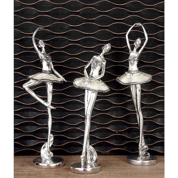 Litton Lane Silver Polystone Dancer Sculpture (Set of 3)