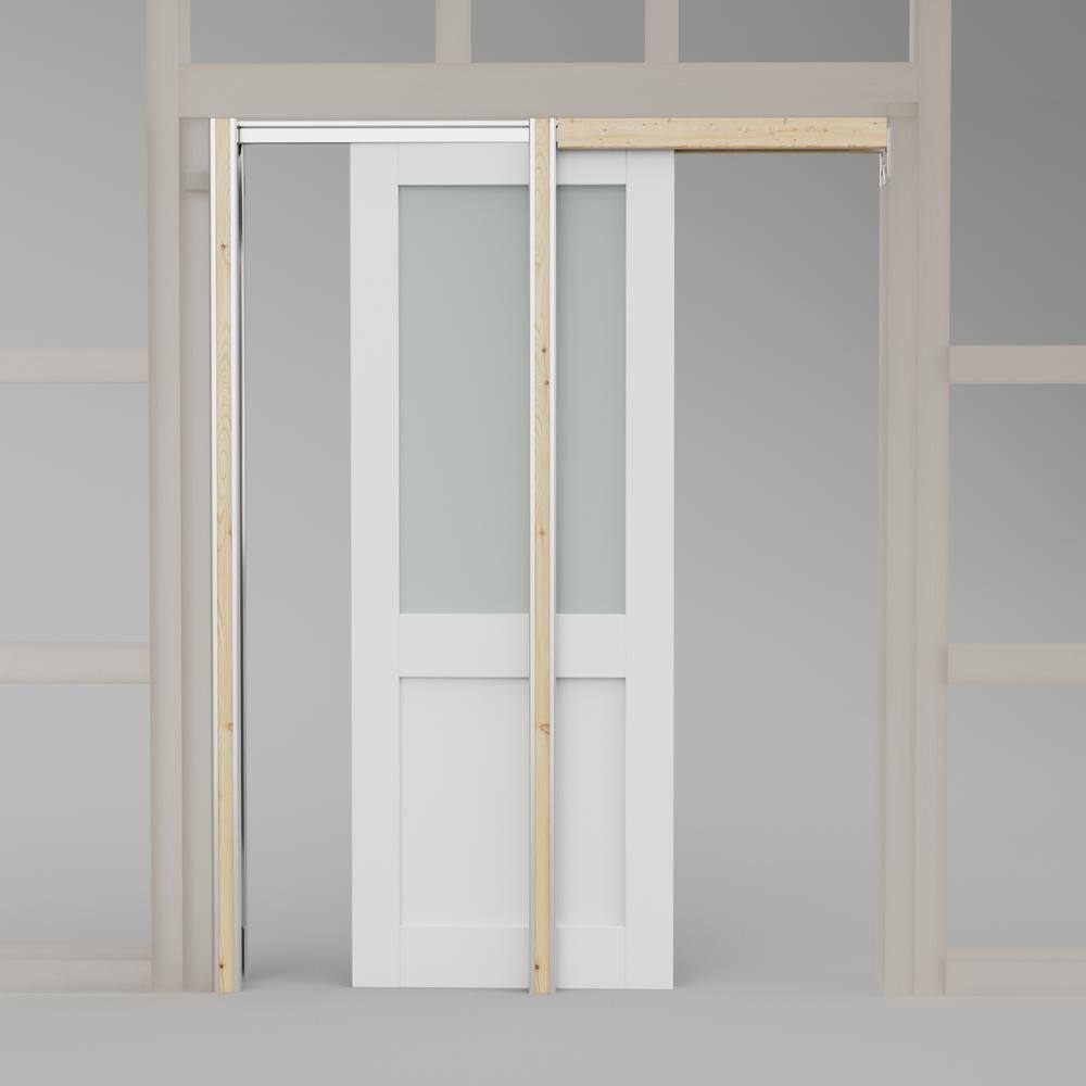 ARK DESIGN 28 in. x 80 in. 1/2 Lite Frosted Glass Primed Door with ...
