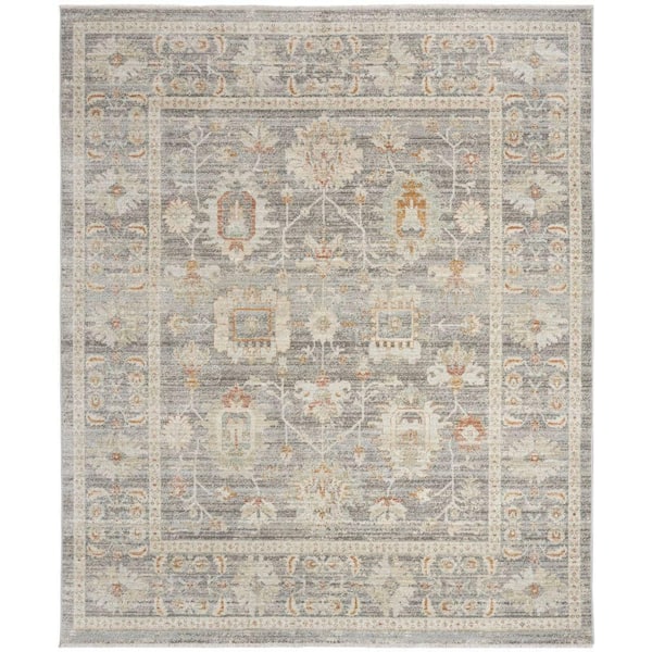 Nourison Traditional Home Grey 9 ft. x 11 ft. Distressed Traditional Area Rug