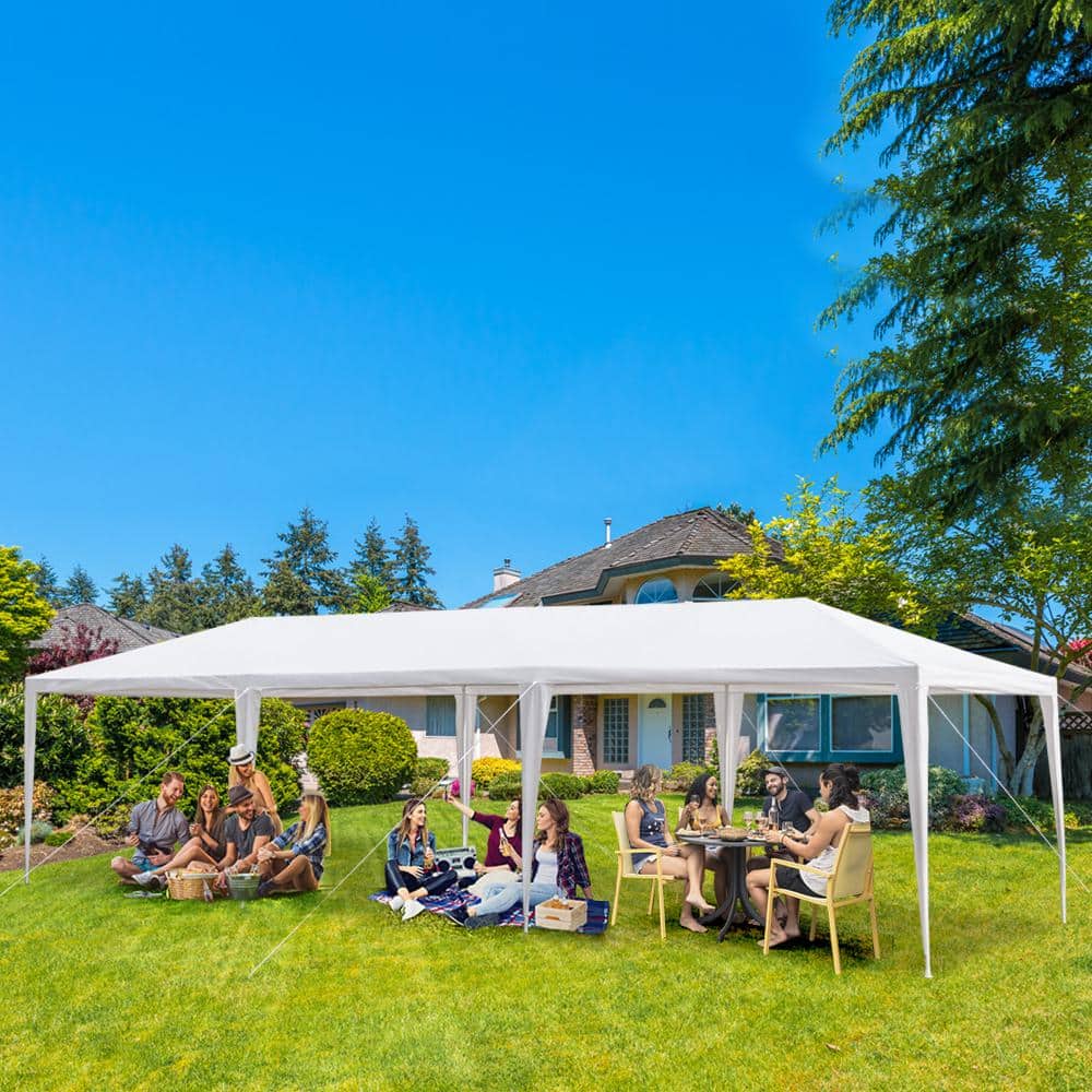 White 10x30 Ft Rectangular Outdoor Party Tent with Iron Frame