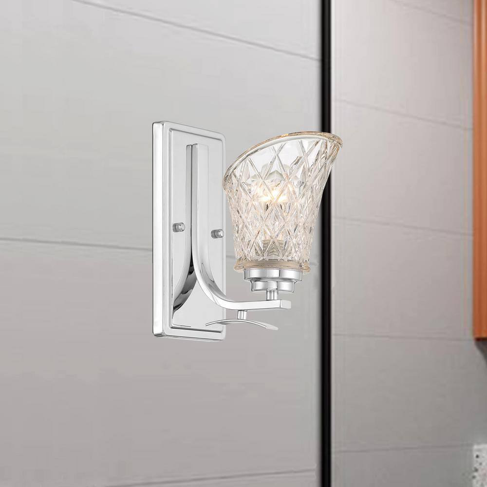 Chrome and Glass Dimmable Vanity Wall Sconce