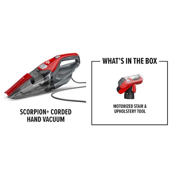 Scorpion+, Bagless, Corded, Rinseable Filter, lightweight Handheld Vacuum Cleaner for Multi-Surfaces and Upholstery, Red