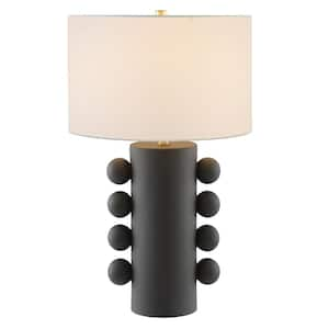 Jurrah 26.75 in. Matte Black Ceramic Table Lamp with Fabric Shade