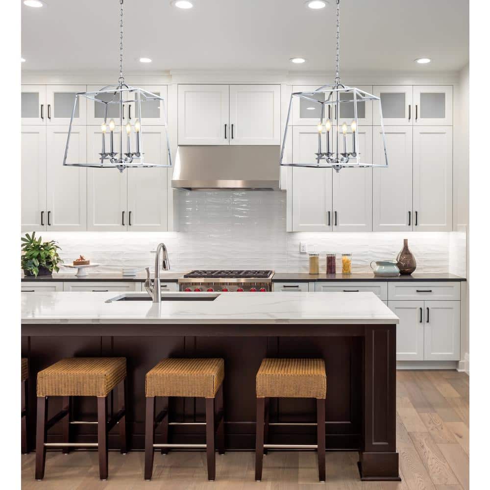 Gloria Polished Chrome 19" LED Lantern Pendant - Adjustable Height