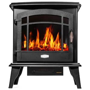 20 in. 1500-Watt Freestanding Compact Electric Infrared Quartz Fireplace Heater w/3-Sided Glass Panels in Vintage Black