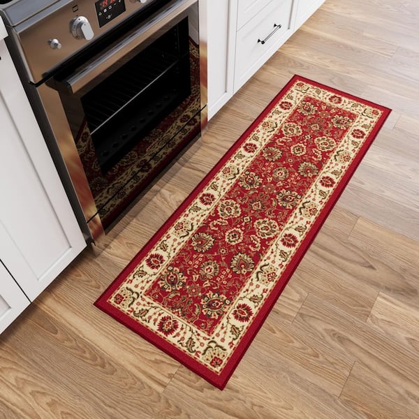 Ottohome Collection Non-Slip Rubberback Oriental 2x5 Indoor Runner Rug, 1 ft. 8 in. x 4 ft. 11 in., Dark Red