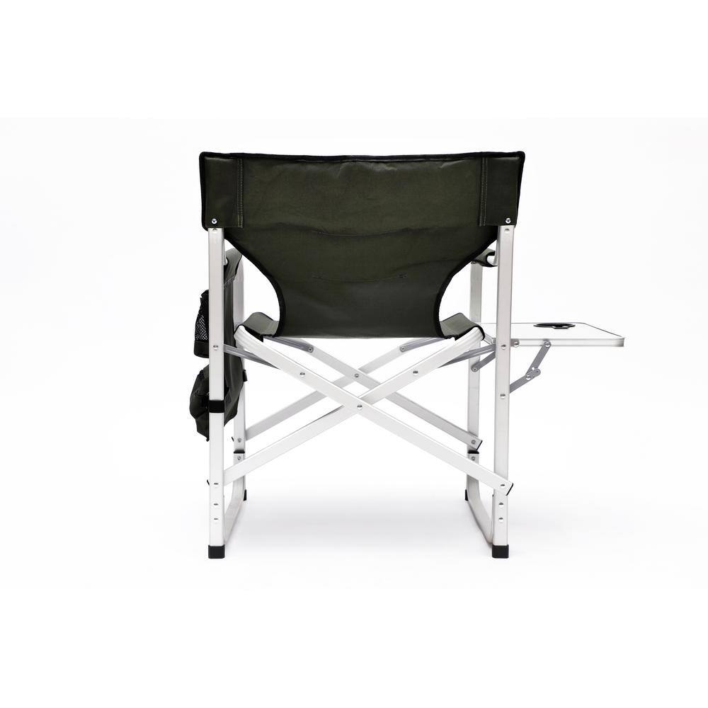 2-Piece Green Padded Folding Outdoor Chair with Side Table and Storage ...