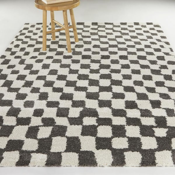 Dietrich Dark Grey 8 ft. x 10 ft. Checkered Area Rug
