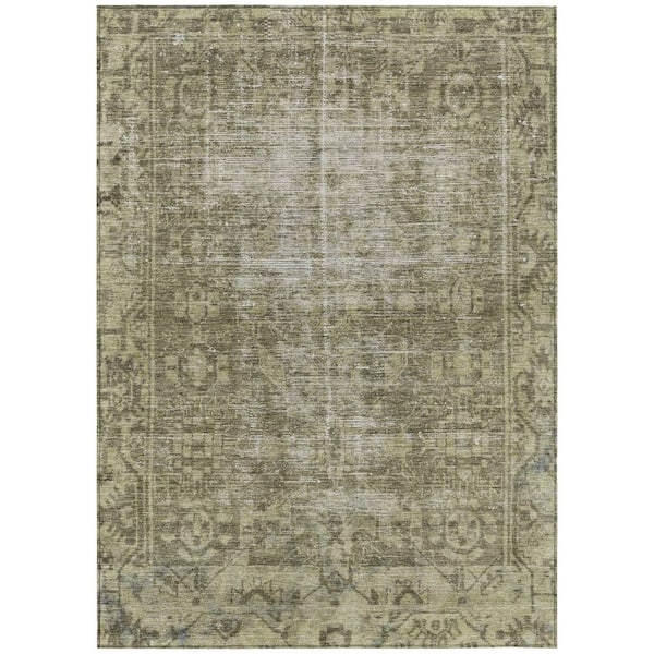 Chantille Machine Washable Indoor/Outdoor Abstract ACN1228 Olive 8 ft. x 10 ft. Area Rug