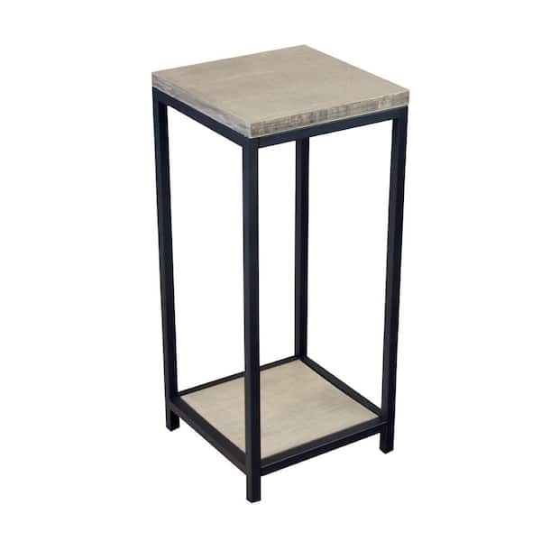 Eccostyle 2-Tier Distressed Brush Gray Solid Bamboo Steel Frame Plant Table