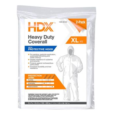 Heavy-Duty Coverall with Hood XL (2-Pack)