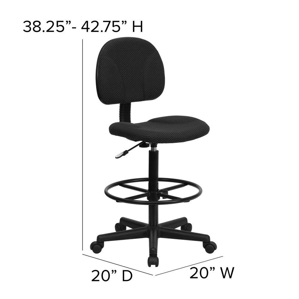 Black Adjustable Swivel Drafting Chair with Foot Ring