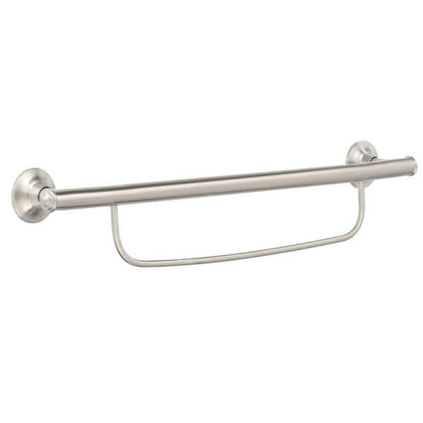 MOEN Home Care 24 in. x 1 in. Screw Grab Bar with Integrated Towel Bar in Brushed Nickel