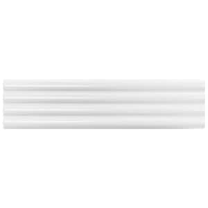 Flute Ceramic 3 in. x 12 in. x 10mm Subway Wall Tile - White Sample (1 Piece)
