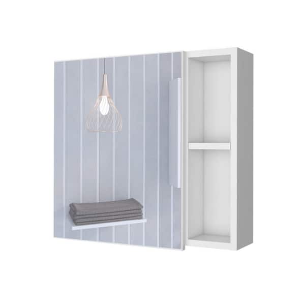 Avex White 19.6 in. W x 18.6 in. H Rectangular Particle Board Medicine Cabinet with Mirror