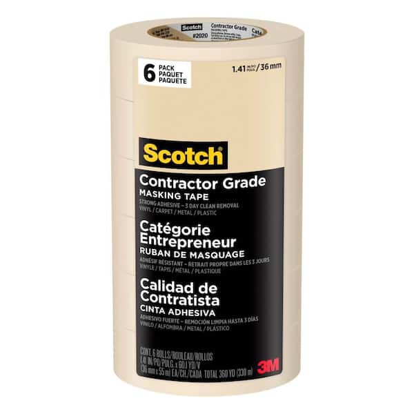 3M Scotch 1.41 in. x 60.1 yds. General Purpose Masking Tape (6-Pack) (Case of 4)