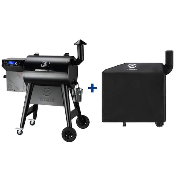 459 sq. in. Pellet Grill and Smoker in Black with Cover