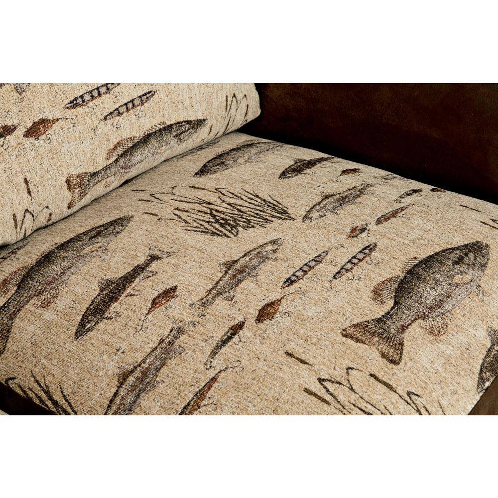 Rustic Angler's Cove Brown Microfiber Accent Chair with Wood Frame