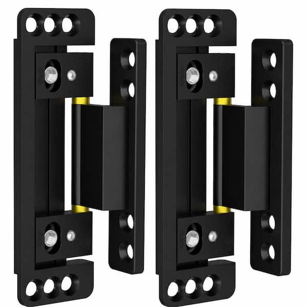 2 Pack Black Hidden Door Hinges Ultra, Thin Hidden Hinge for Secret Door Invisible Hinges Silent Hidden Door Hinge