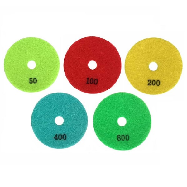 CONCRETE MARBLE WITH RUBBER BACKER 3" DRY POLISHING PAD SET FOR GRANITE 