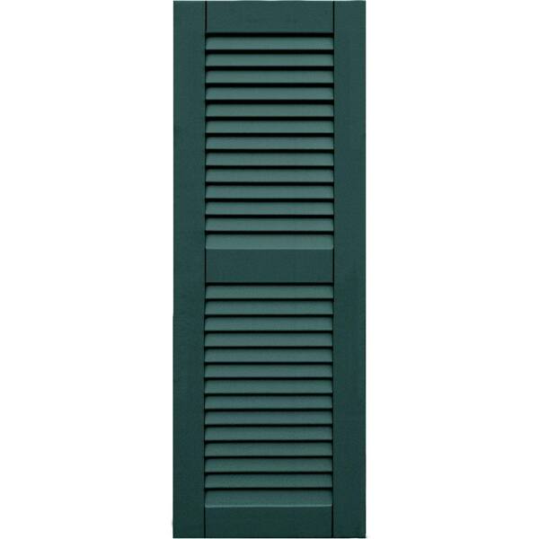 Winworks Wood Composite 15 in. x 42 in. Louvered Shutters Pair #633 Forest Green