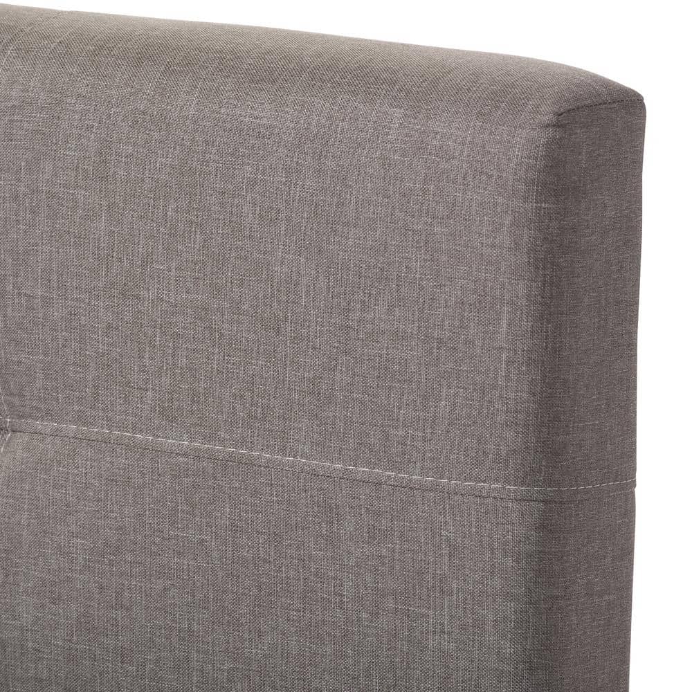 Grey Upholstered Queen Platform Bed with Storage Drawer