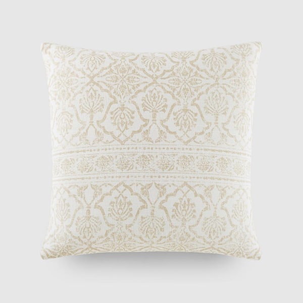 Becky Cameron Antique Floral Natural Elegant Patterns Cotton 20 in. x 20 in. Decor Throw Pillow