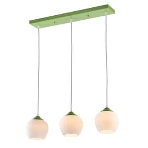 Santhia 60-Watt 3-Light Green Pendant Light with Glass Shades, No Bulbs Included