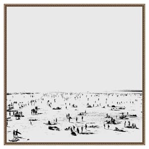 "Beach BnW II" by Dan Hobday 1-Piece Floater Frame Giclee Coastal Canvas Art Print 30 in. x 30 in.