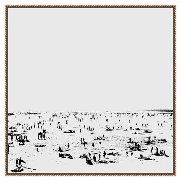 Amanti Art "Beach BnW II" by Dan Hobday 1-Piece Floater Frame Giclee Coastal Canvas Art Print 30 in. x 30 in.
