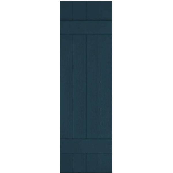 Ekena Millwork 14 in. x 51 in. Lifetime Vinyl Custom Four Board Joined Board and Batten Shutters Pair Midnight Blue