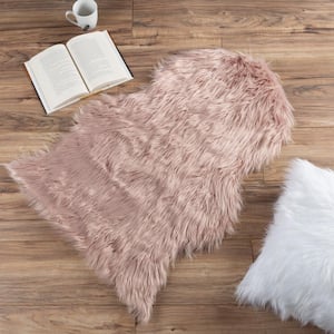 Blush Pink 2 ft. W x 3 ft. L Faux Sheepskin Fur Accent Rug