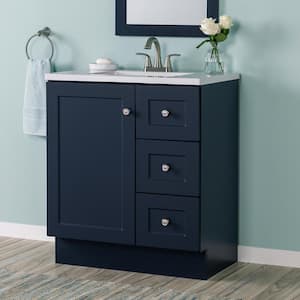 Bannister 31 in. W x 19 in. D x 35 in. H Single Sink  Bath Vanity in Deep Blue with White Cultured Marble Top