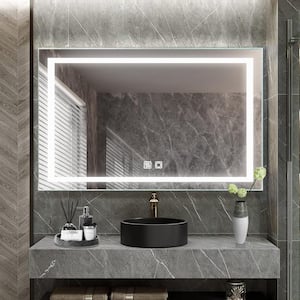 40 in. W x 24 in. H Silver Medium Rectangular Frameless LED Wall Bathroom Vanity Mirror, Dimmable, Anti-Fog